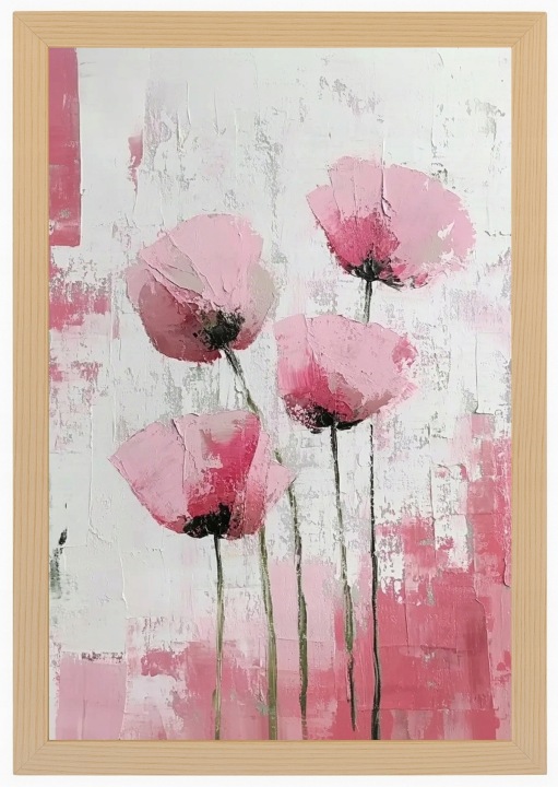 Plakát Rámeček Dřevo Olej Impasto Příroda Zahrada Jaro Květiny Maki 40x60