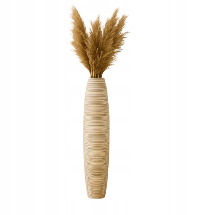 Dřevěná Podlahová Váza 65 CM Mango White Wash Na Pampovou Trávu