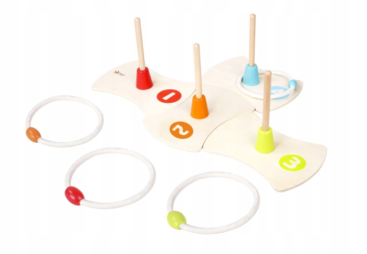 DREWNIANA GRA ZRĘCZNOŚCIOWA OBRĘCZE RZUT DO CELU Materiał drewno