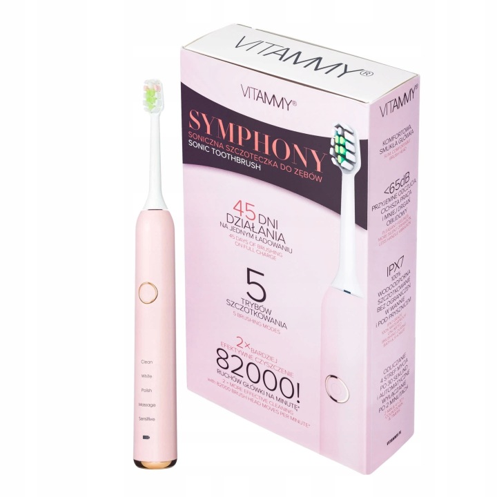 Звукова зубна щітка електрична для зубів VITAMMY SYMPHONY рожевий — фото 2