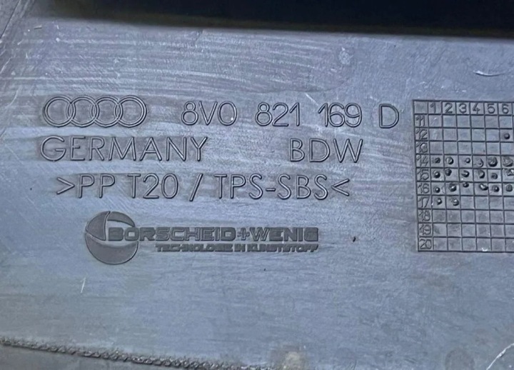 Dokončení AUDI A3 Cabrio fender (8V7, 8VE) 8V0821169D 1.6L diesel 81kW 7
