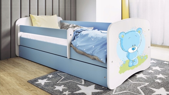 Ліжко babydreams синє синій ведмедик з шухлядою матрац кокосовий 180/80 — фото 5