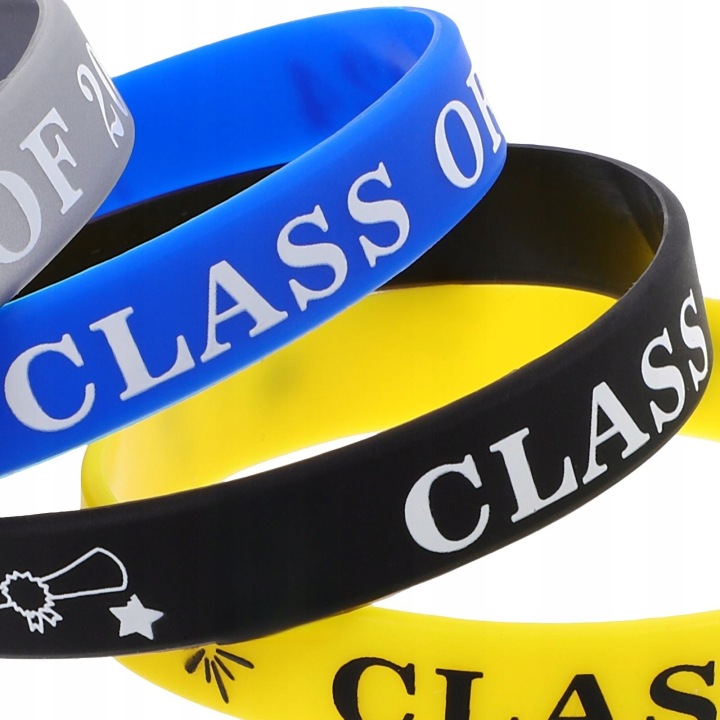 24 шт. кольорові пов'язки силіконові CLASS OF 20 для випускників — фото 14