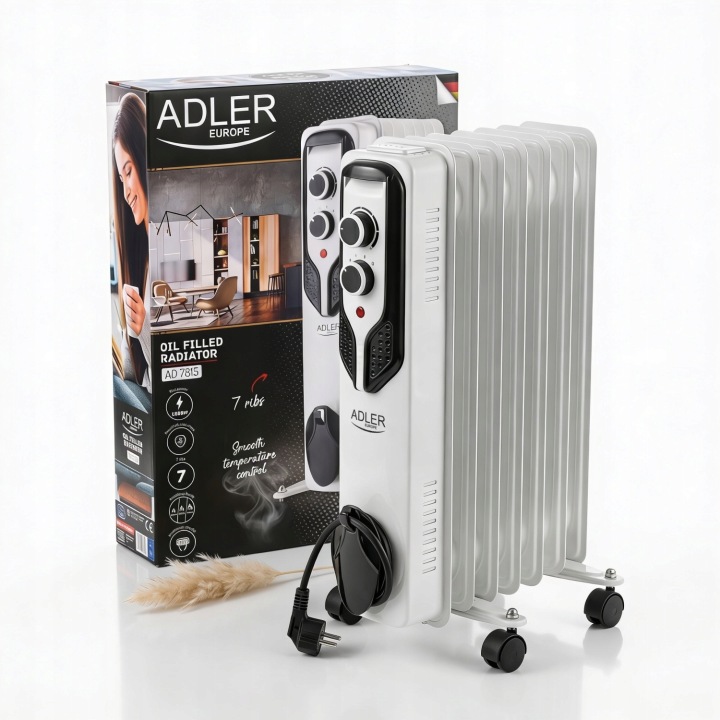 Elektrický olejový radiátor 7 žeber Úsporný 1500W Termostat