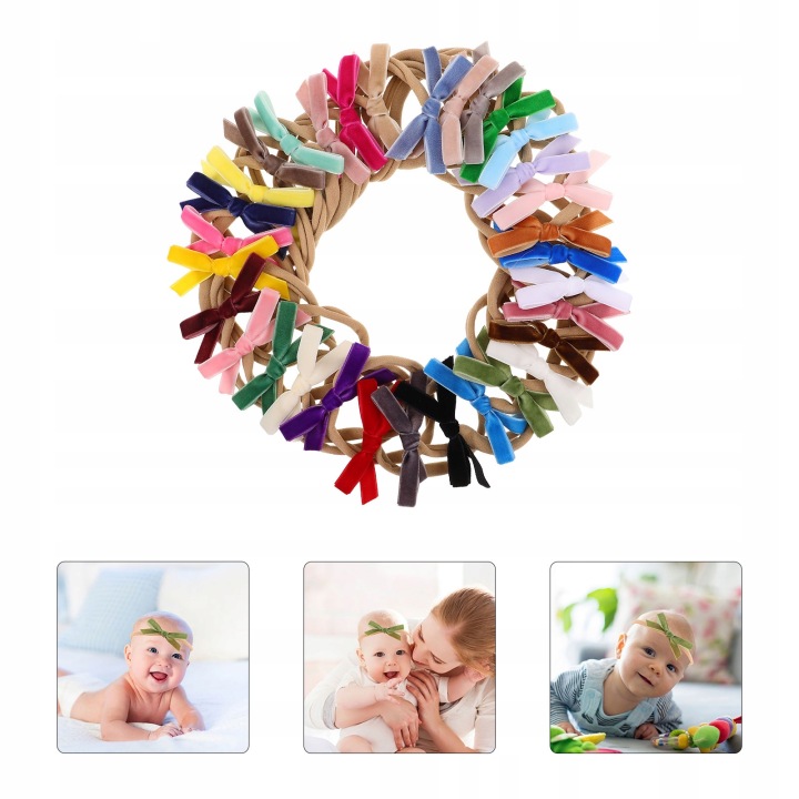 32 шт. Baby Обідок для волосся Набір Soft Stretchy Bow Пов'язки для дівчаток — фото 11
