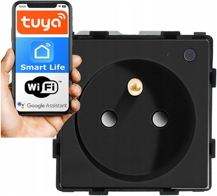 Modul Vložka Zásuvka Inteligentní Zásuvka 230V S Kolíkem Černá WiFi 1F