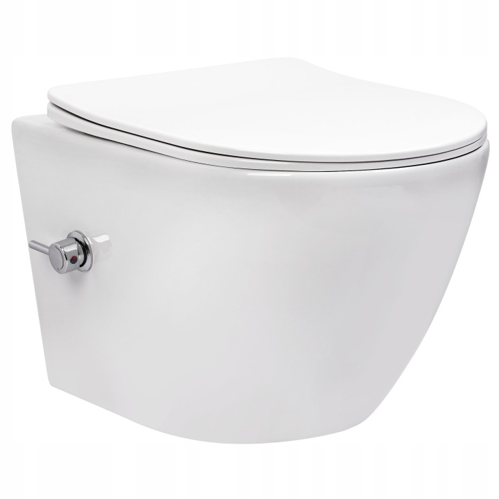 Wc Mísa S Funkcí Bidetu Rea Carlo Lux Rimless Bílá Deska S Pomalým Sklápěním