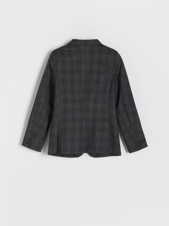 Сірий піджак у клітинку однобортна SLIM FIT класична RESERVED 116 — фото 4