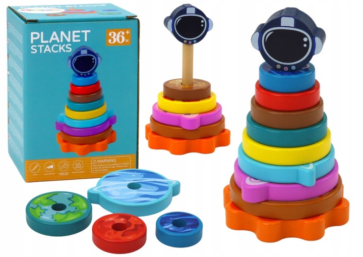 LEAN TOYS Піраміда Сортер Дерев'яний Головоломка Планети Космос 10 9 10 13