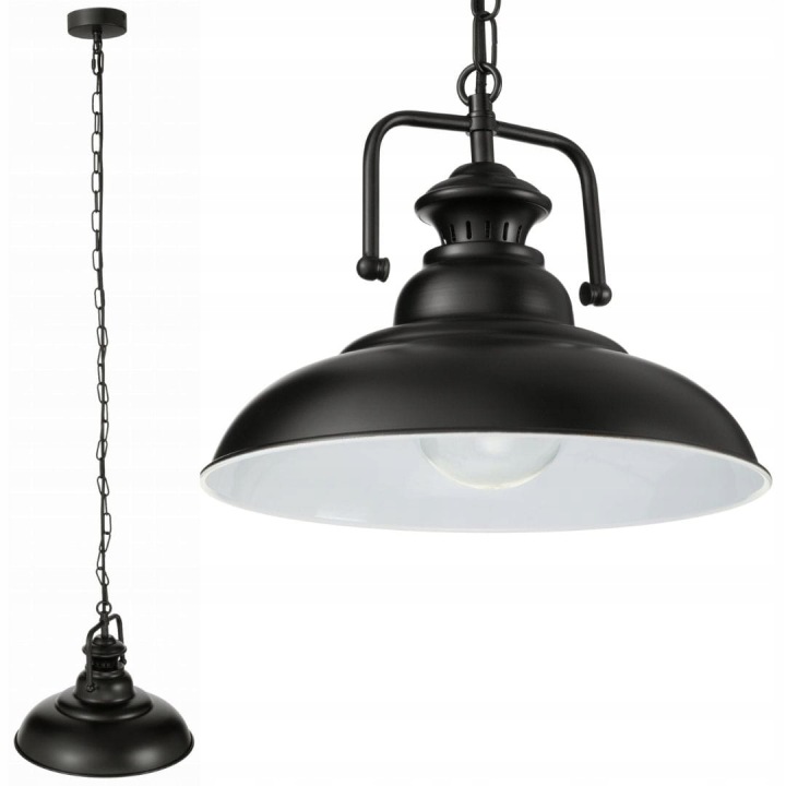 Rustikální závěsná lampa s řetězem černobílá ELA7211 retro