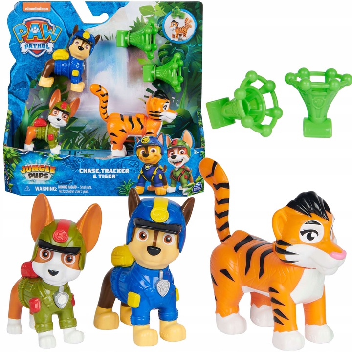 PSI PATROL JUNGLE PUPS ZESTAW FIGUREK CHASE TRACKER TYGRYS + 2 STRZAŁKI