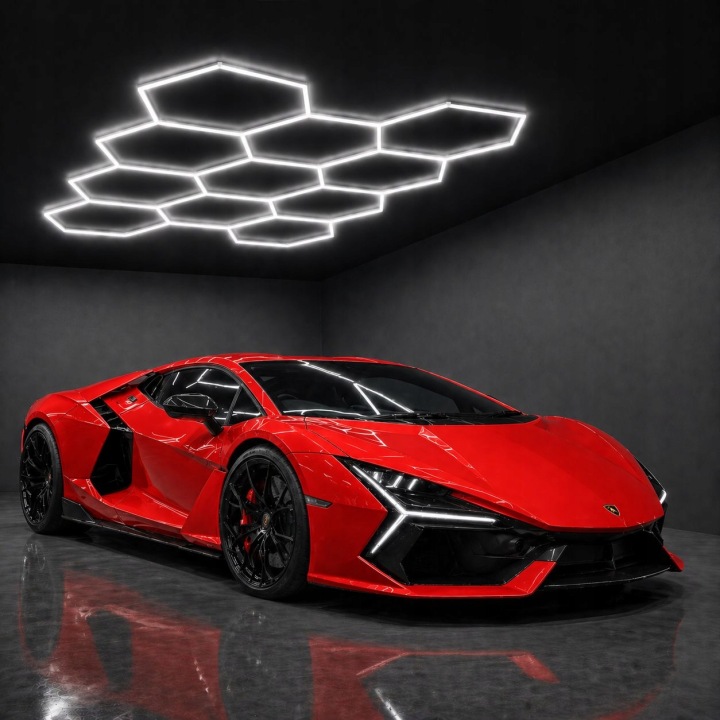 Led panel Hexagon 11HEX 6500K garážová dílna premium Led stropní sada