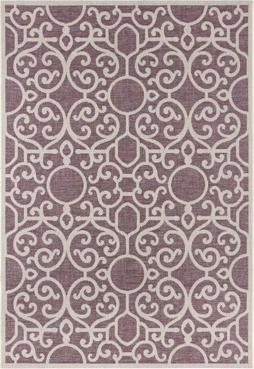 Koberec fialový sisal, plochý na terasu, vnější vnitřní 140 x 200 cm