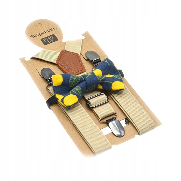 Kids Suspender Bowtie Набір Одяг Аксесуари для Formal Special Бежевий