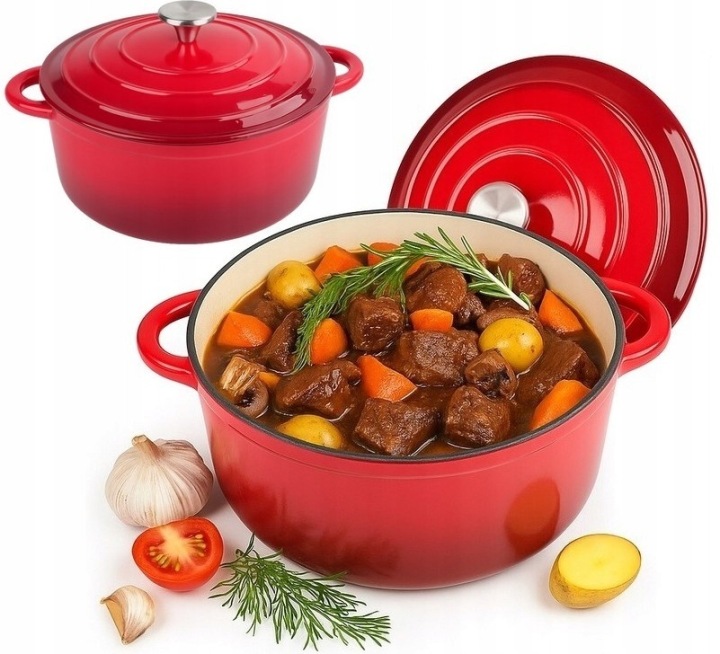 Hrnec s poklicí Krisberg 4,8 L 26 cm, červený, indukční
