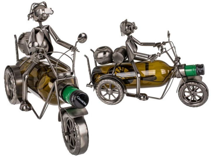 Kovový stojan na víno motorkář II Motocykl
