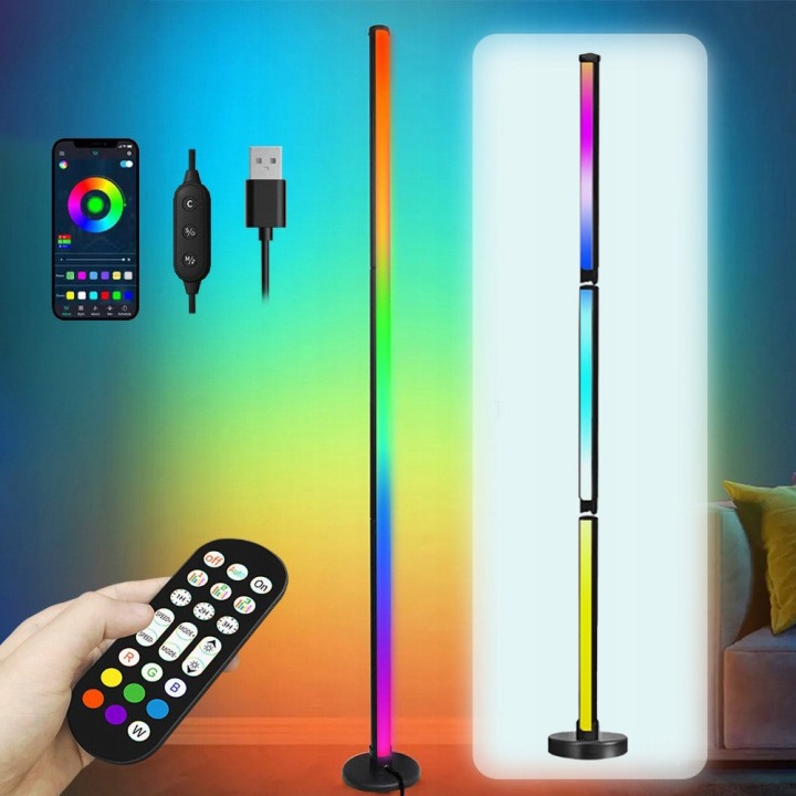 Vysoká Led Rgb Podlahová Stojací Lampa Noční Lampa S Dálkový Ovladač