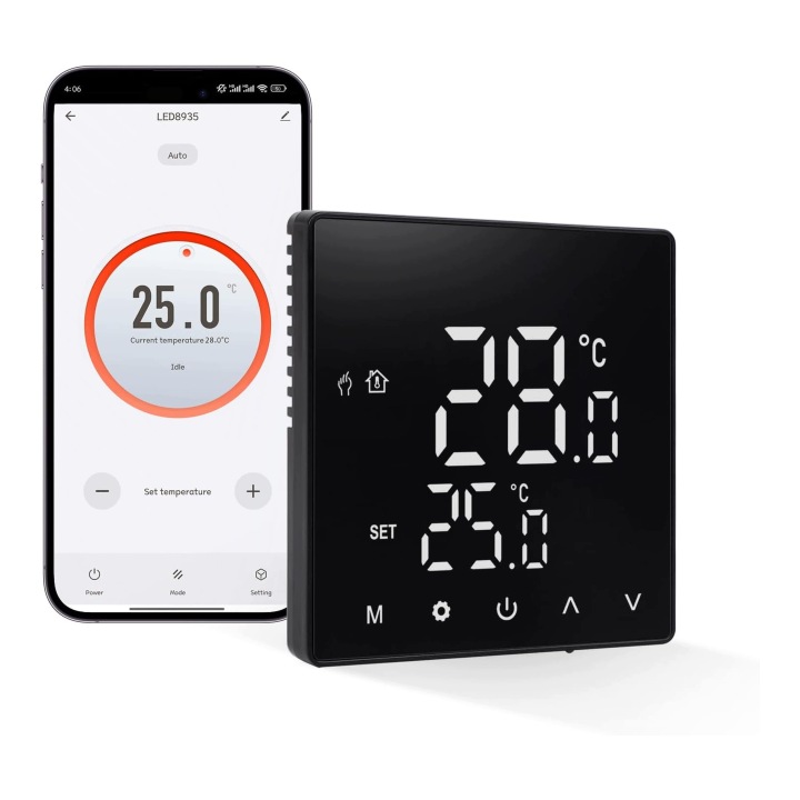 Termostat pro podlahové vytápění WiFi inteligentní 230V černý Cnbingo