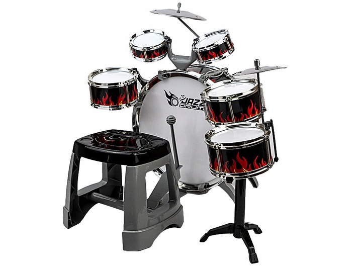 LARGE DRUM SET FOR CHILDREN SET OF 6 DRUMS 2 CYMBALS + STOOL INSTRUMENT Brand AIG