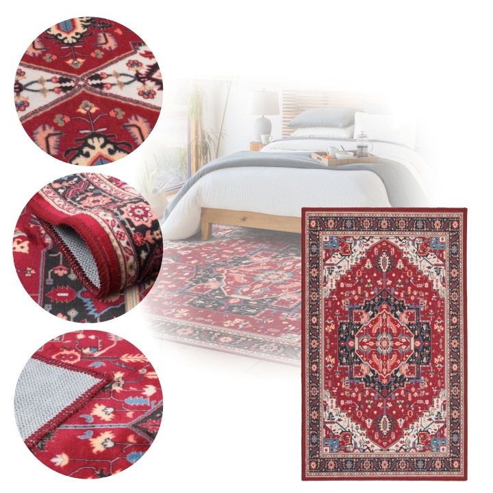 Koberec Orientální Velurový 60x100 cm Velvet Protiskluzový skládací Červený