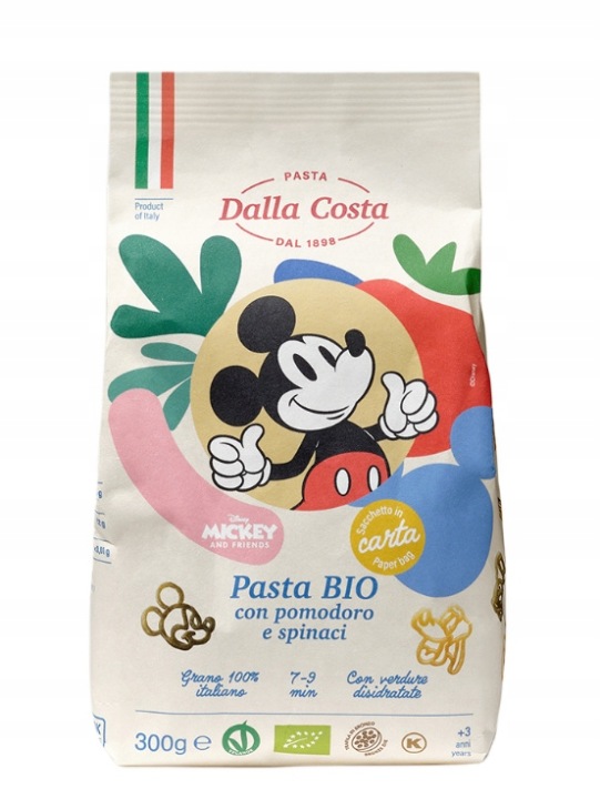 Макарони (із семоліни триколірний) DISNEY MICKEY біо 300 г - DALLA COSTA — фото 2