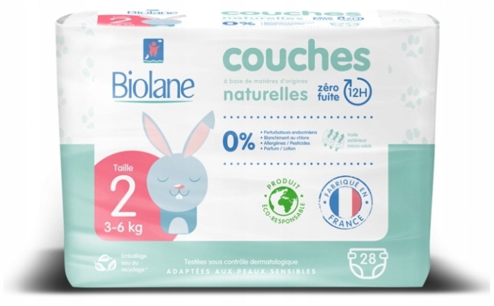 BIOLANE COUCHES NATURELLES розм. 2 (3-6 кг) 28 шт. одноразові підгузки