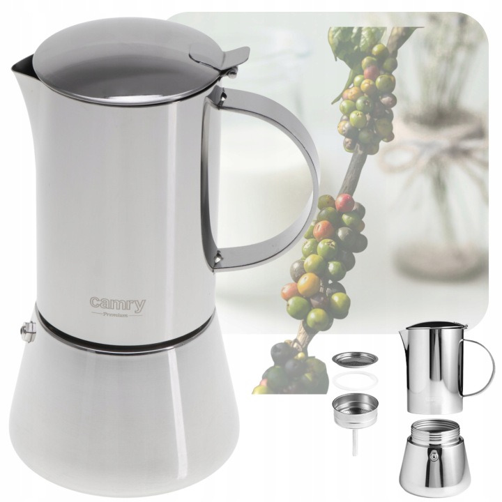 Kávovar Espresso na indukci Plyn Nerezová Ocel Velký 620 ml