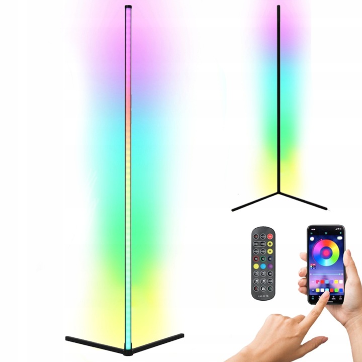 Stojací Led podlahová lampa černá Cct Rgb Inteligentní aplikace Dálkový Ovladač