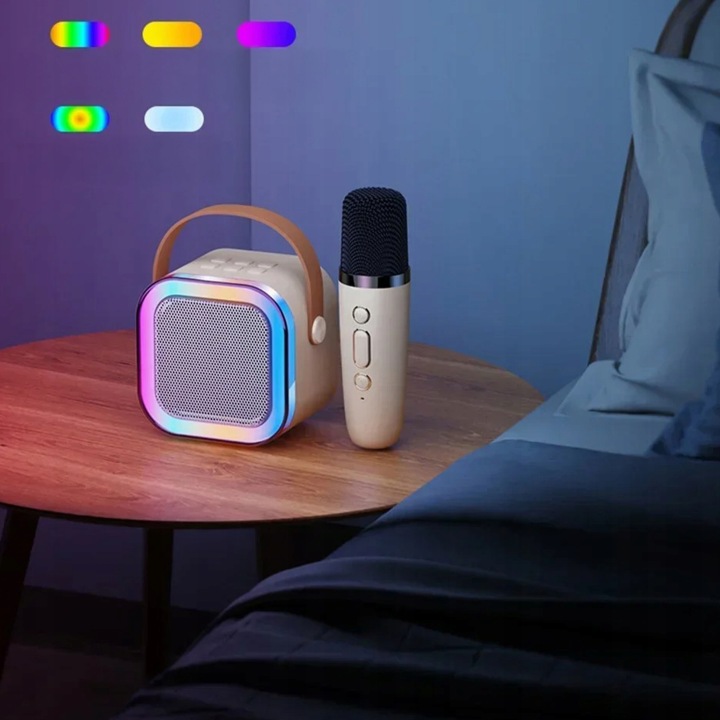 Міні Набір Для Караоке 2 шт. Мікрофони + Колонка Бездротова з Bluetooth — фото 10