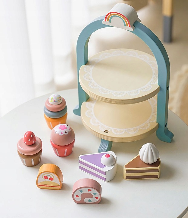 WOODEN PATERA FOR KIDS LARGE SNACK SET CAKE PASTRY MUFFINS Manufacturer code 6538