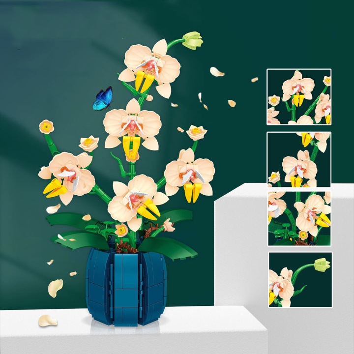 Конструктор букет ORCHIDEA KWIATY великий набір 616 елементи конструкція набір — фото 4