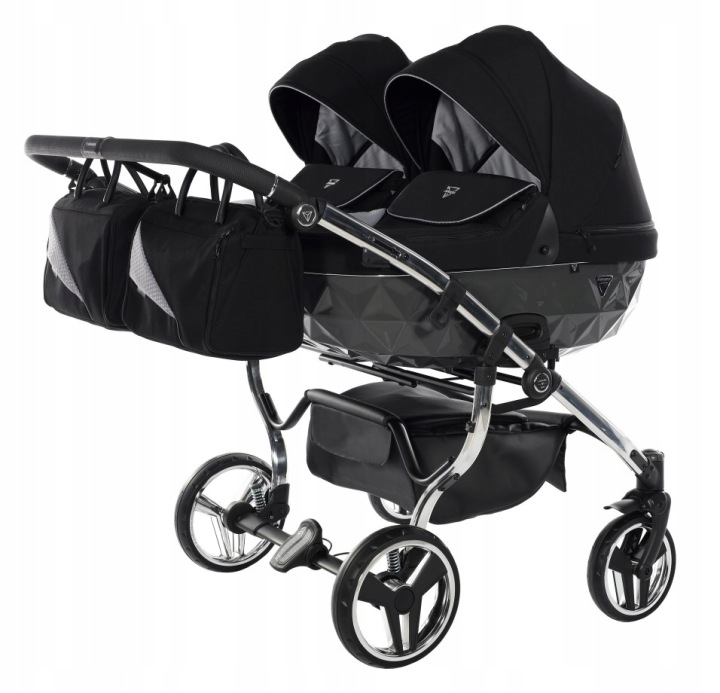 Візок для двійні 4 в 1 Junama Diamond S Line Duo 01 сіро чорний | COSMO