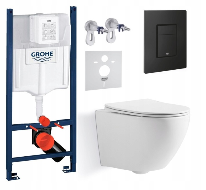 Wc sada Grohe s mísou Imprese Blatna s tlačítkem černá matná Fresh