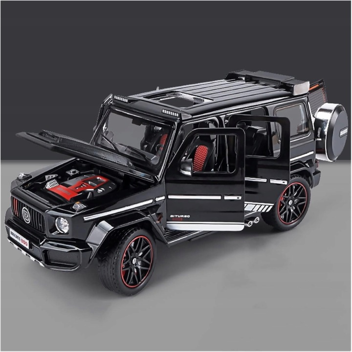 MERCEDES BRABUS G800 металевий 1:24 вогні звук диск білий чорний — фото 6