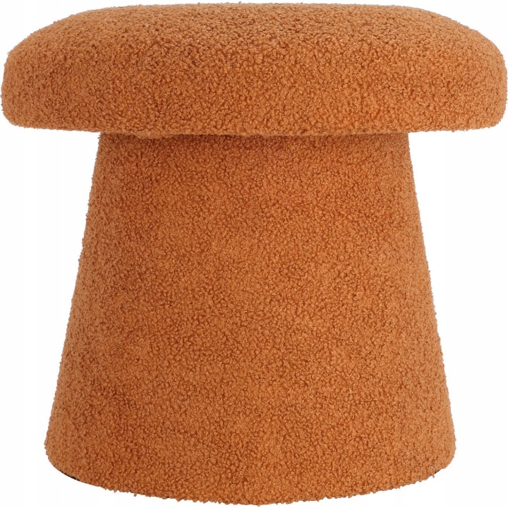 Taburet Kulatá Čalouněná Oranžovou Houbičkou Boucle 43 X 38 CM Teddy