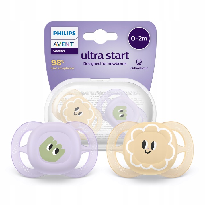 PHILIPS AVENT ультра START соска для новонародженого 0-2 міс. + чохол 2 шт.