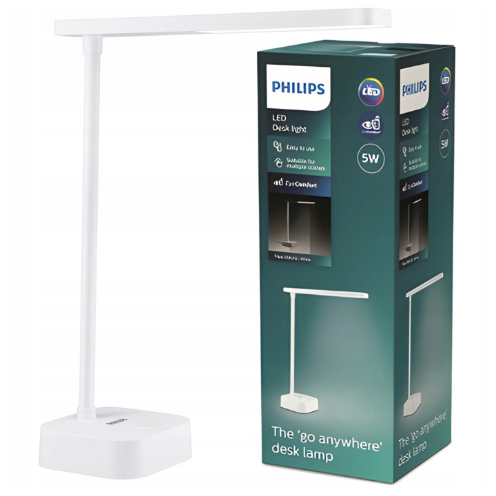 Školní stolní lampa Noční Led Tilpa 5W 5000K Stmívatelná Bílá Philips