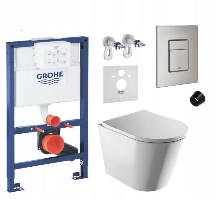 Wc sada Grohe 820 mm s mísou Omnires Tampa a tlačítkem ocel mat