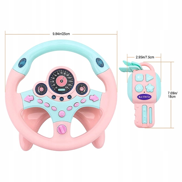 Кермо для дітей зі звуком WHEELPLAY рожевий + колесо — фото 6