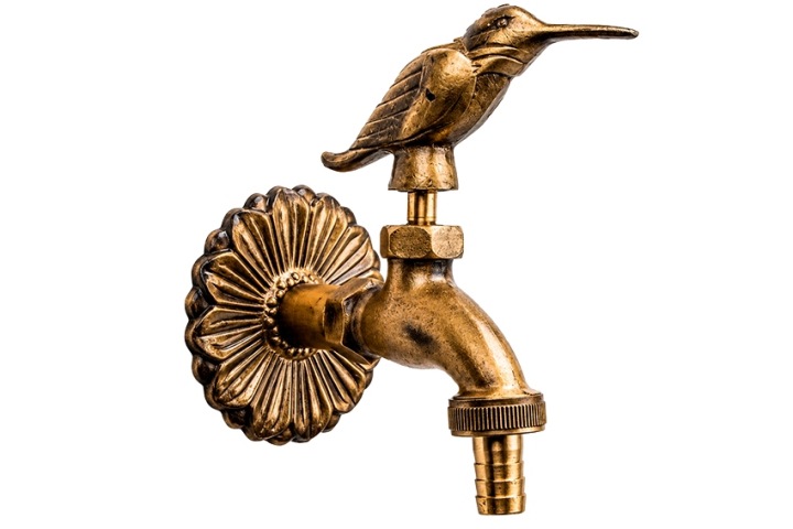 Mosazný ozdobný houbový kohout vstup 1/2" výstup 3/4" pták