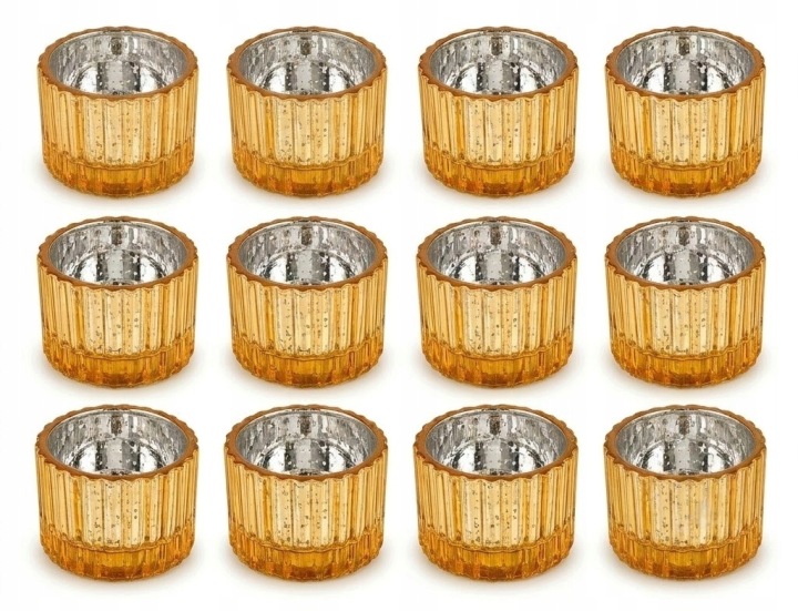 Skleněné Svícny Zlaté Tealight Ohřívač Ozdoba Na Stůl Svatební Hostina 12 ks