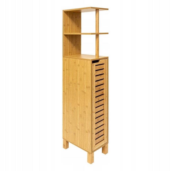 Úzká Skříňka Do Koupelny Mdf Bambus 30X19X120 CM Hnědá