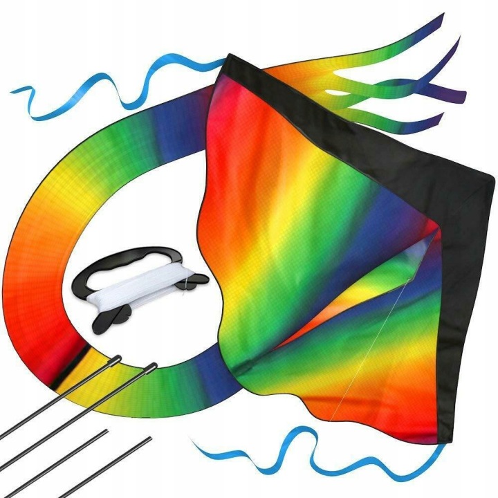 Повітряний змій градієнтний RAINBOW для оперень на пляжі і траві 108x208 см — фото 8