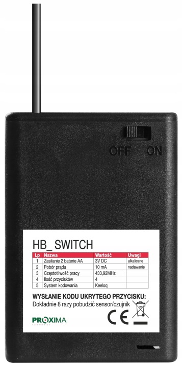 Dálkový Ovladač Hb Switch pro bránu Wiśniowski Metro Moto Polargos Rts