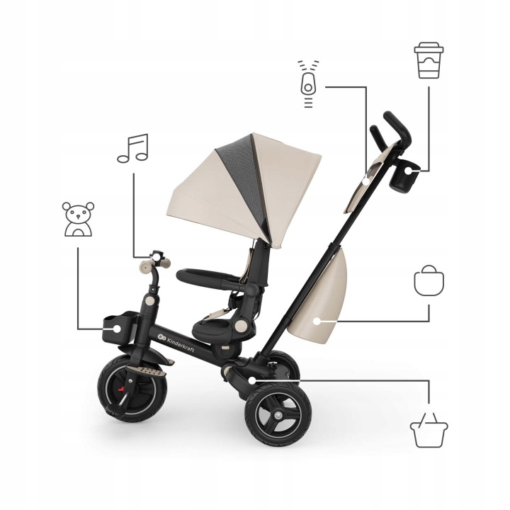 Kinderkraft Spinstep 2 Plus Велосипед Триколісний 6 в 1 Велосипед Дитячий | Бежевий — фото 8