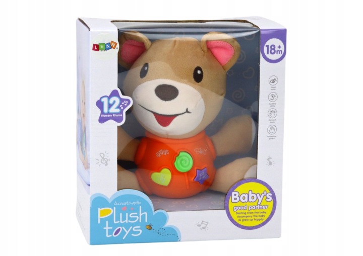 Lean Toys Ведмедик інтерактивний м'яка іграшка 23 см 240x220 мм — фото 3