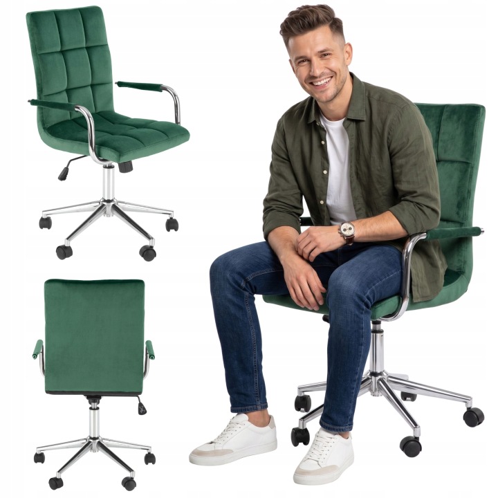 Kancelářské Křeslo Zelený velvet mládežnické čalounění prošívaná kancelářská židle