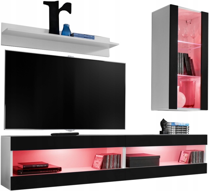 Sada Rtv nábytku Tivoli SET5 Bílá/Černá, Rgb Led