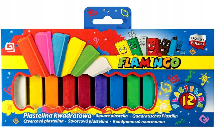 Пластилін 12 кол. квадратна мікс Flamingo