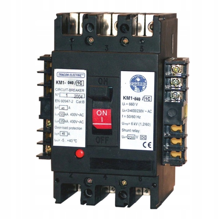 Kompaktní vypínač 220 V DC s růstovým spínačem KM1-050/1C